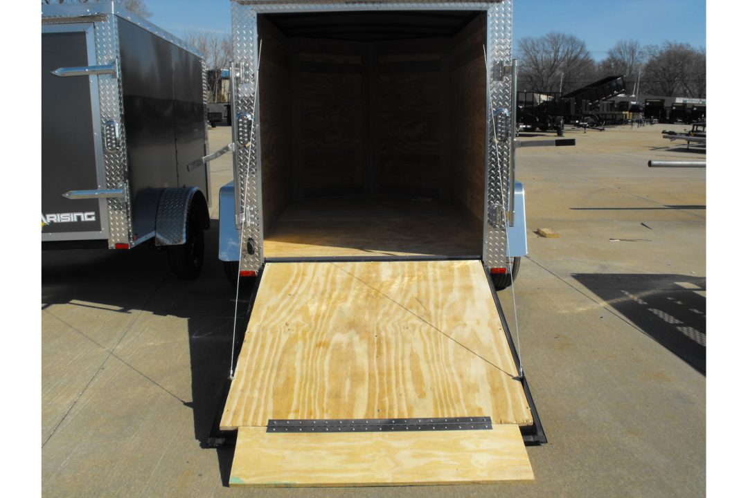 New Enclosed Trailer 4 X 8 Barn Door 4' 6" Interior Charcoal In Color 080 Skin
