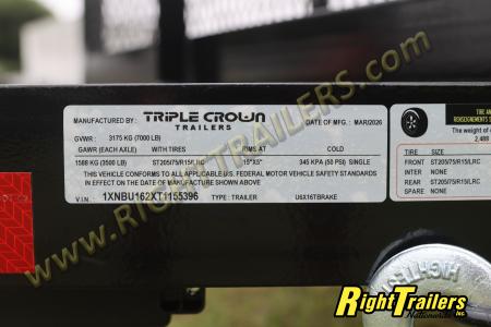 New 2026 6X16 Triple Crown Utility Trailer