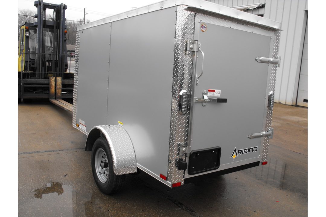 New Enclosed Trailer 4 X 8 Barn Door 4' Interior Red In Color 030 Skin