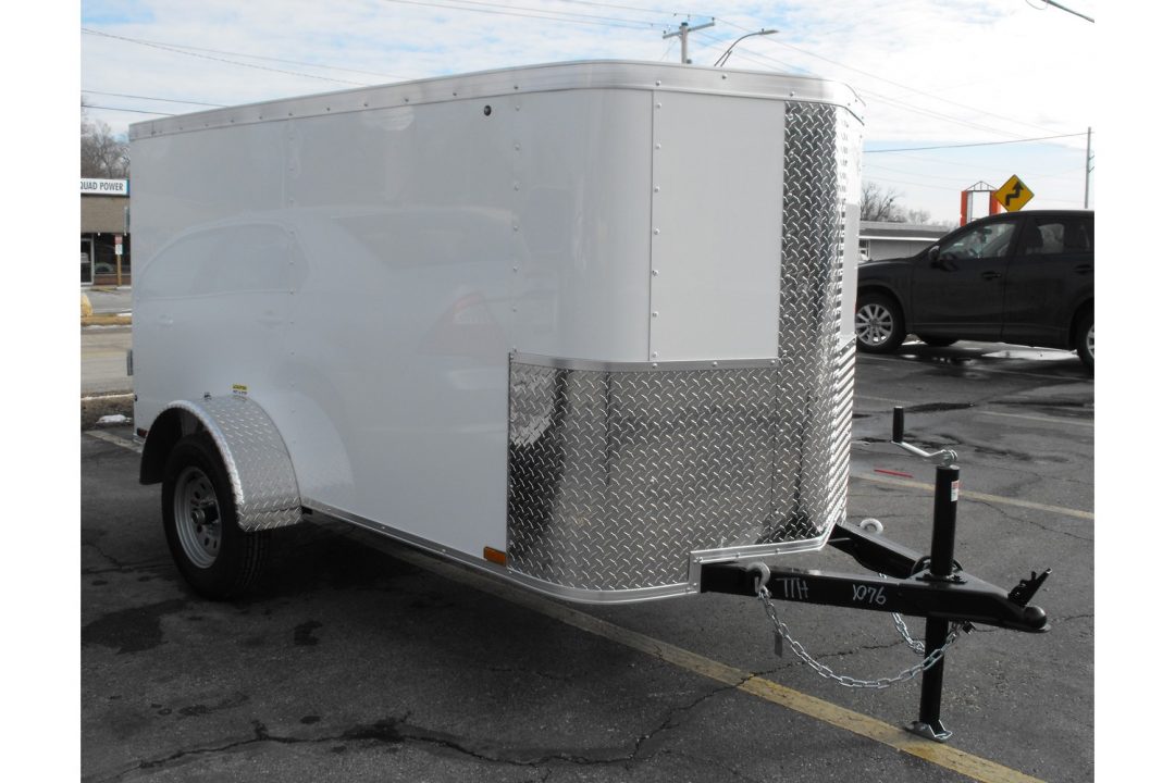 New Enclosed Trailer 4 X 8 Barn Door 4' Interior White In Color 080 Skin