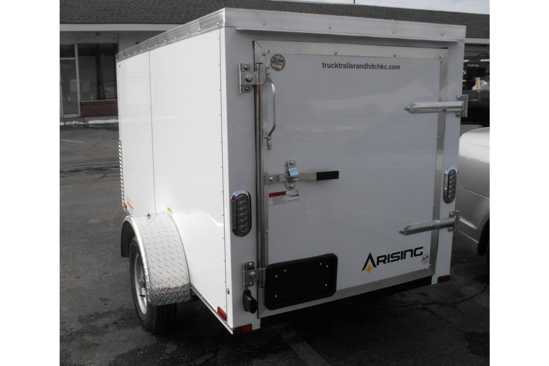 New Enclosed Trailer 4 X 8 Barn Door 4' Interior White In Color 080 Skin