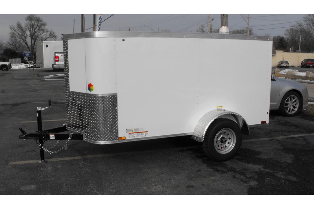 New Enclosed Trailer 4 X 8 Barn Door 4' Interior White In Color 080 Skin