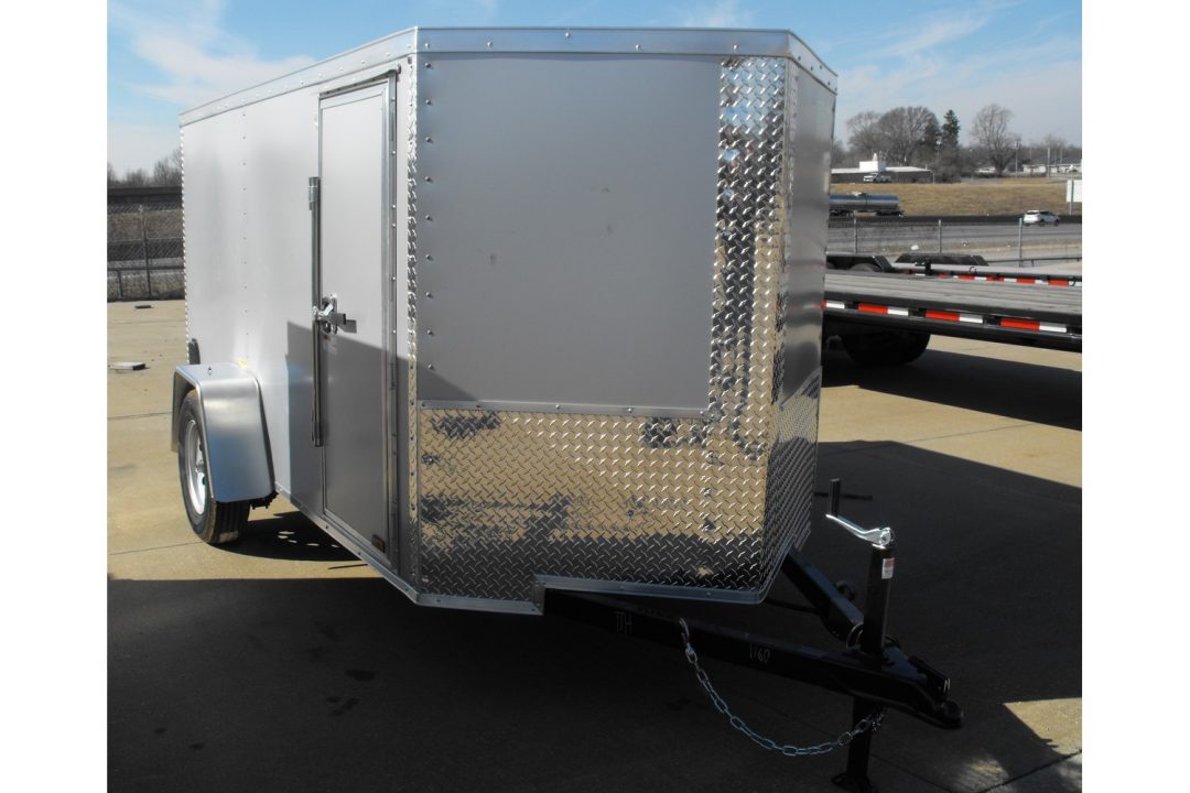 New Enclosed Trailer 5 X 10 Ramp Door 5' Tall Silver Mist In Color ( 080 Skin )