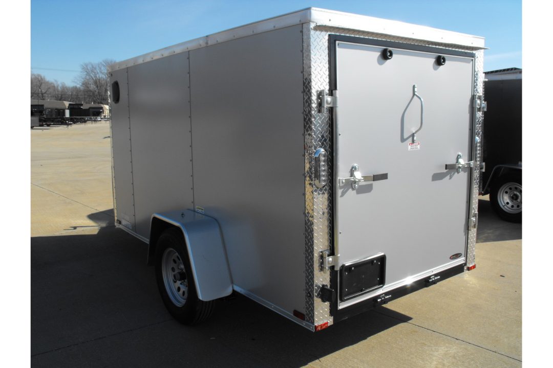 New Enclosed Trailer 5 X 10 Ramp Door 5' Tall Silver Mist In Color ( 080 Skin )