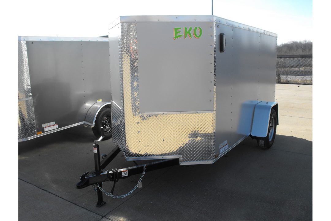 New Enclosed Trailer 5 X 10 Ramp Door 5' Tall Silver Mist In Color ( 080 Skin )