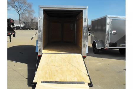 New Enclosed Trailer 5 X 10 Ramp Door 5' Tall Silver Mist In Color ( 080 Skin )