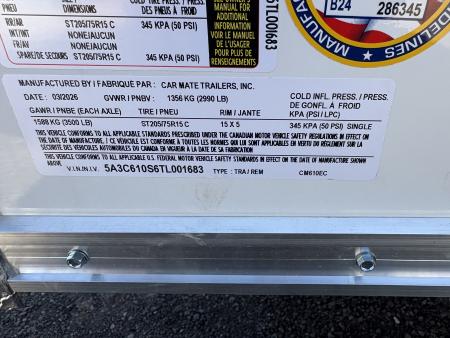New 2026 CAR MATE TRAILERS 6x10 6'0 Interior Height Cargo / Enclosed Trailer with Double Doors
