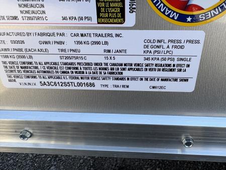 New 2026 CAR MATE TRAILERS 6x12 6' Interior Sportster Cargo / Enclosed Trailer with Rear Double Doors
