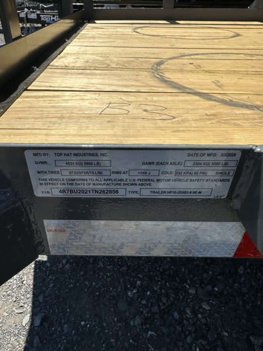 New 2026 Top Hat HP10 7X20 Utility Trailer