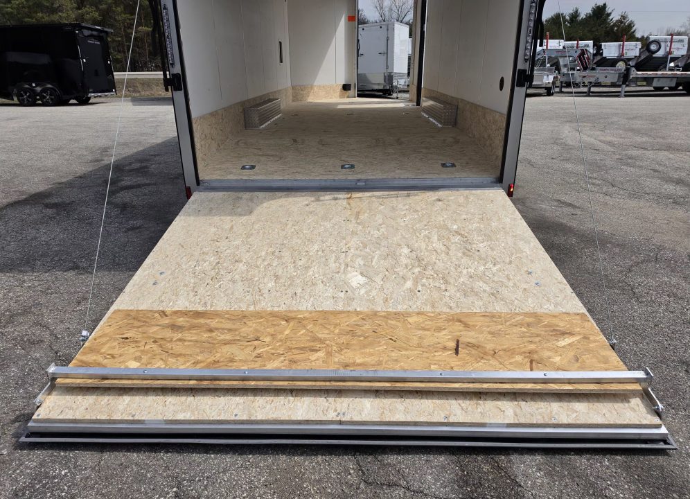 New 8 X 22 CAR H AULER ENCLOSED W/DROP DOWN FRONT RAMP DOOR 5200# TORSION AXLES