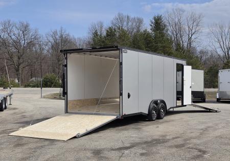New 8 X 22 CAR H AULER ENCLOSED W/DROP DOWN FRONT RAMP DOOR 5200# TORSION AXLES