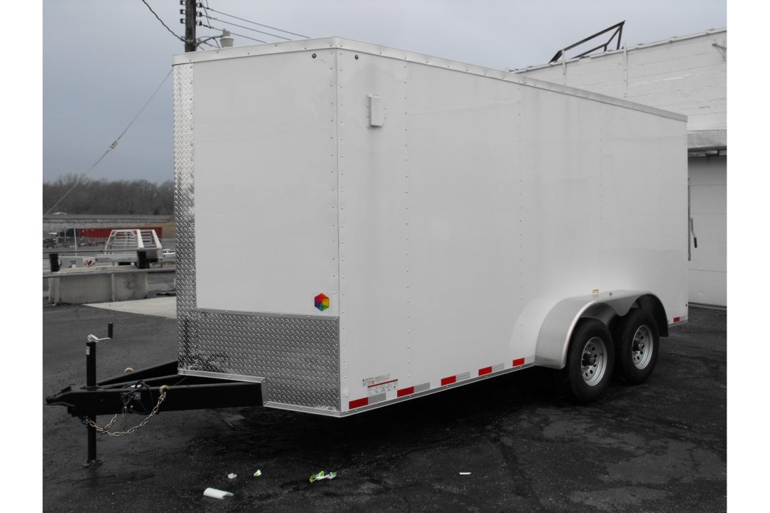 New Enclosed Trailer 7 X 16 RAMP DOOR 7' Interior Height Color White 080 SKIN 10400 GVWR