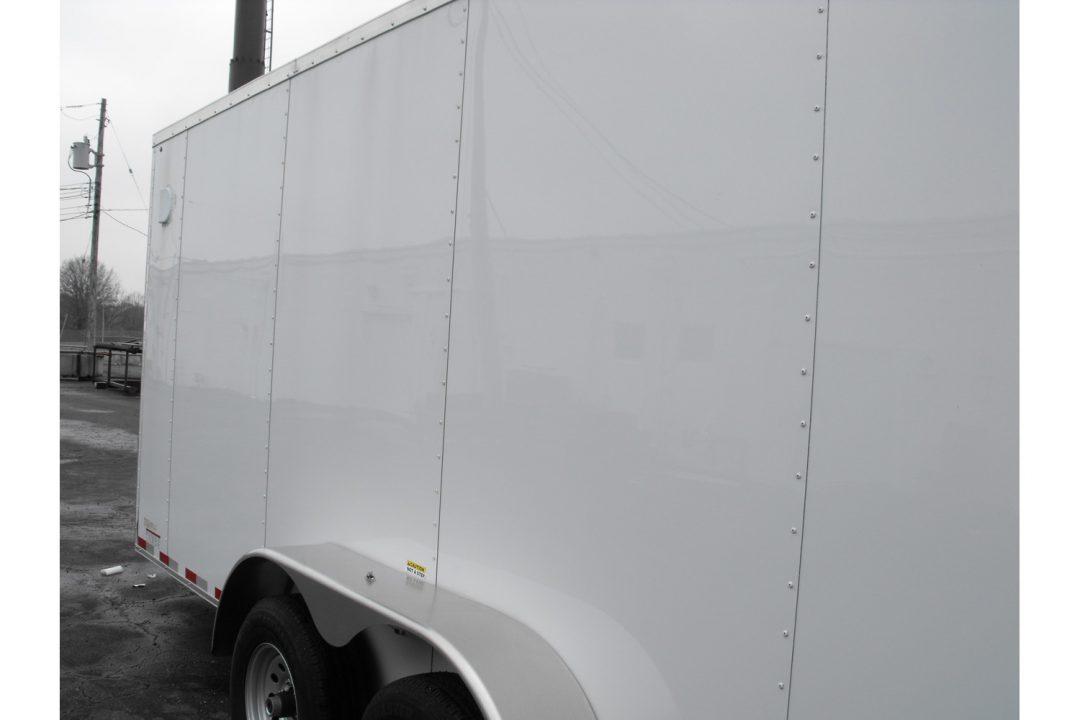 New Enclosed Trailer 7 X 16 RAMP DOOR 7' Interior Height Color White 080 SKIN 10400 GVWR