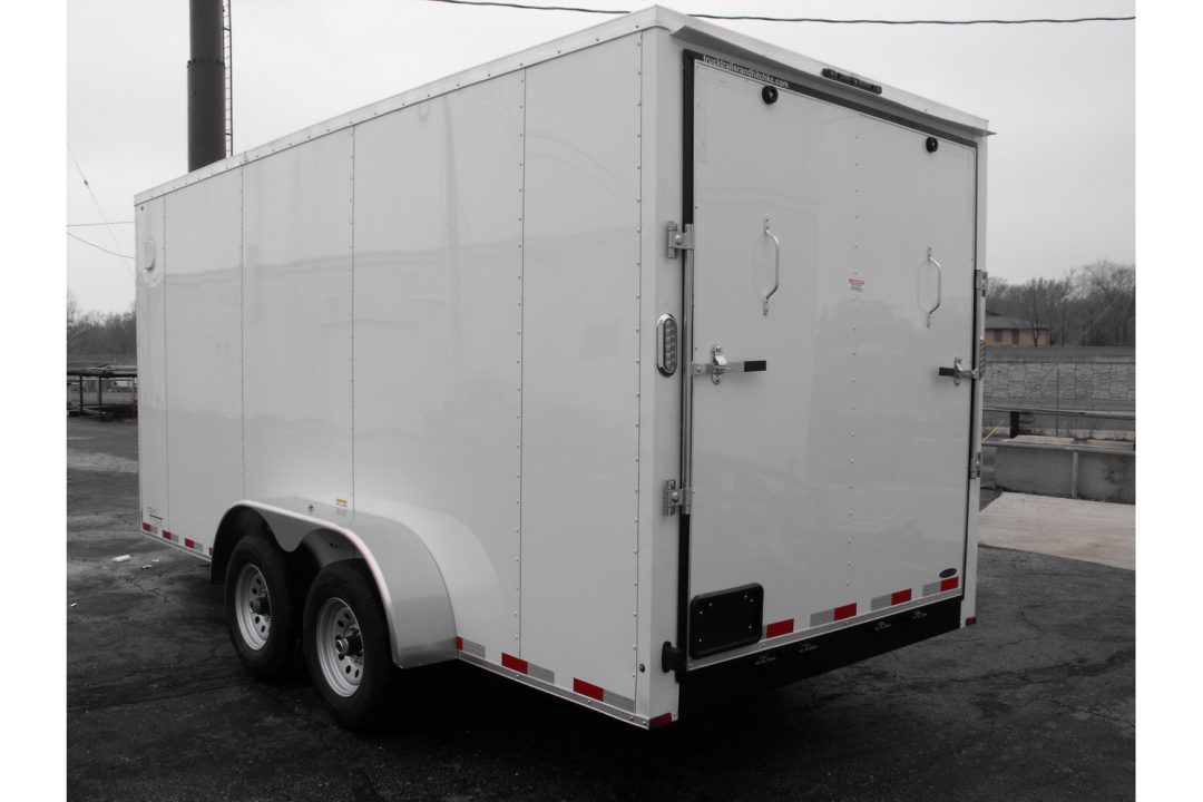 New Enclosed Trailer 7 X 16 RAMP DOOR 7' Interior Height Color White 080 SKIN 10400 GVWR