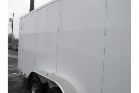 New Enclosed Trailer 7 X 16 RAMP DOOR 7' Interior Height Color White 080 SKIN 10400 GVWR