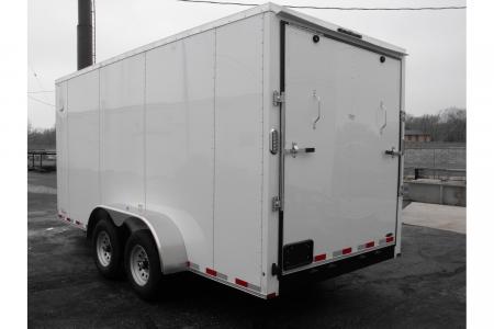 New Enclosed Trailer 7 X 16 RAMP DOOR 7' Interior Height Color White 080 SKIN 10400 GVWR