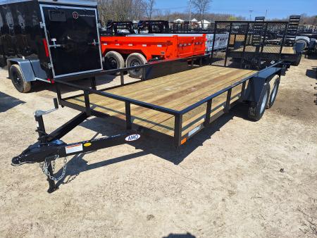New 2026 AMO 76x16 Landscape Trailer 1 Axle Brake W/Led Lights and Spring Assist Gate