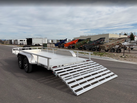 New 2026 Silverwing 7x16 5k Tandem Axle Aluminum Utility Trailer with Bifold Ramp