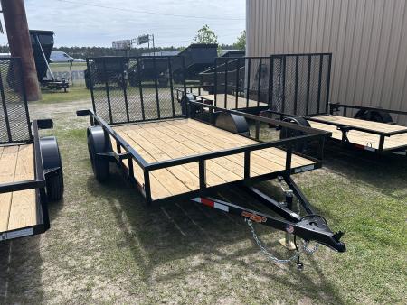 New 2026 Down 2 Earth Trailers 76x12 Utility Trailer, Tube Top Rail, Spring Assist Gate