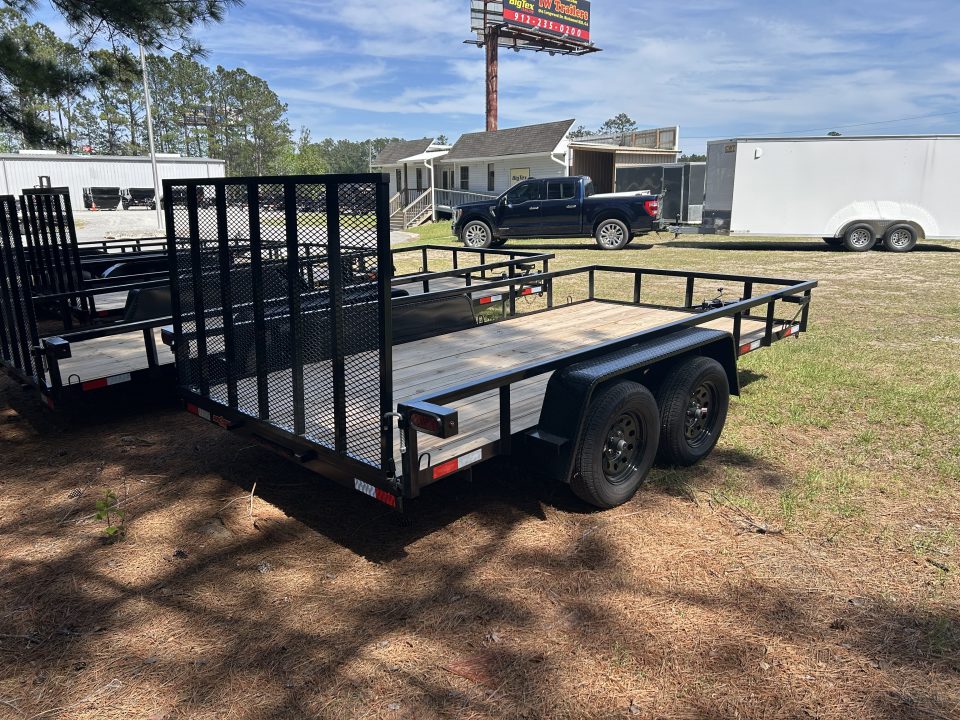 New 2026 Down 2 Earth 82X14 Tandem Axle Utility Trailer, Tube Top Rail, Spring Assist Gate