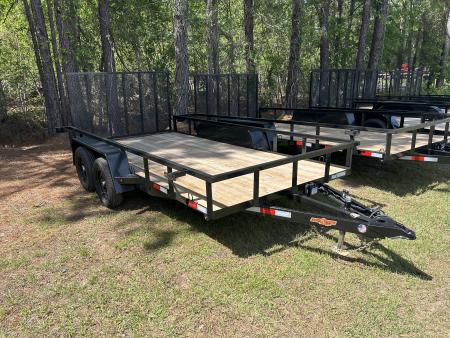 New 2026 Down 2 Earth 82X14 Tandem Axle Utility Trailer, Tube Top Rail, Spring Assist Gate
