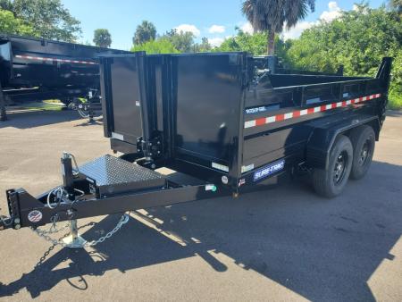New 2026 Sure-Trac 7X12 TANDEM AXLE 12000 LB GVWR TELESCOPIC DUMP Trailer WITH RAMPS, TARP, STORAGE TRAY, D RINGS, CHARGE PORT