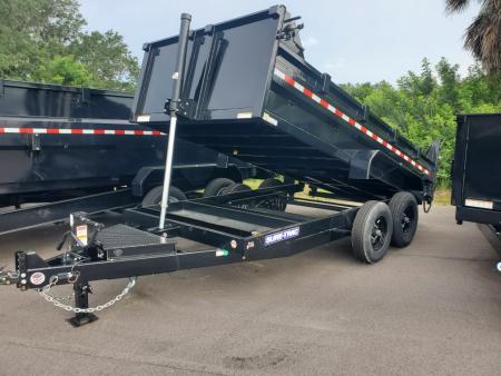 New 2026 Sure-Trac 7X14 TANDEM AXLE 14000 LB GVWR TELESCOPIC DUMP Trailer WITH RAMPS, TARP, STORAGE TRAY, D RING TIE DOWNS, CHARGE PORT