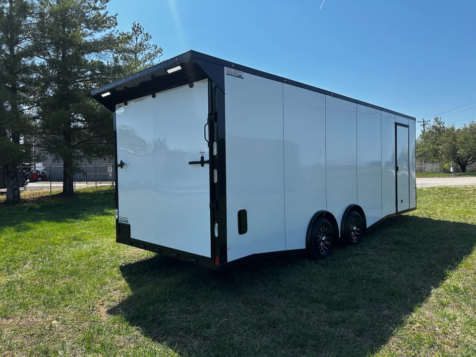 New 2026 Rock Solid 8.5x24 7'6" Interior Car Hauler-5200LB Torsion Axle-White- Blackout-Enclosed Car Hauler