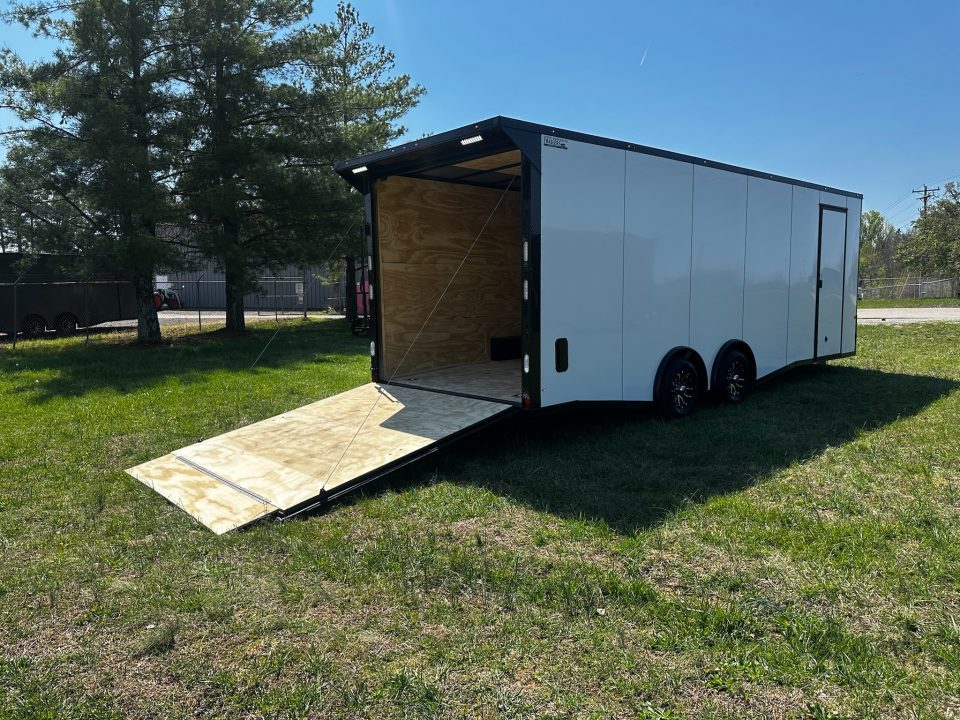 New 2026 Rock Solid 8.5x24 7'6" Interior Car Hauler-5200LB Torsion Axle-White- Blackout-Enclosed Car Hauler