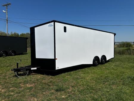 New 2026 Rock Solid 8.5x24 7'6" Interior Car Hauler-5200LB Torsion Axle-White- Blackout-Enclosed Car Hauler