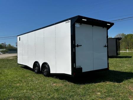 New 2026 Rock Solid 8.5x24 7'6" Interior Car Hauler-5200LB Torsion Axle-White- Blackout-Enclosed Car Hauler