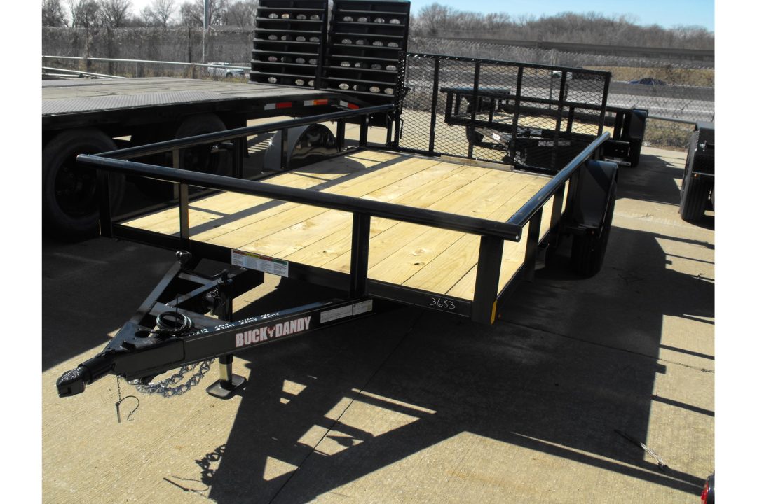 New Utility Trailer 77 X 12 2' Dove Tail Pipe Rail Top Rear Spring Assisted Gate