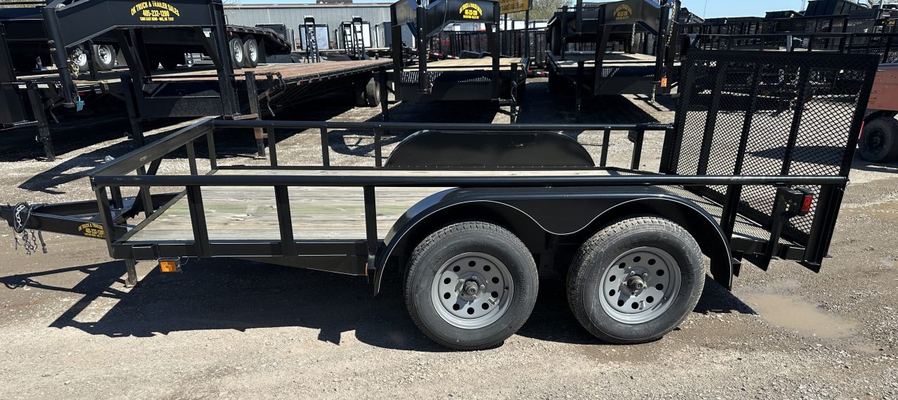 New 2025 Road Boss 83"x12' Bumper Pull w/3' Gate, Dove & Pipe Top rail Utility Trailer