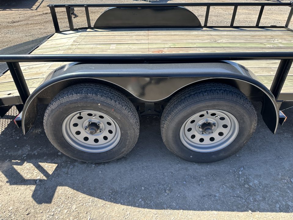 New 2025 Road Boss 83"x12' Bumper Pull w/3' Gate, Dove & Pipe Top rail Utility Trailer