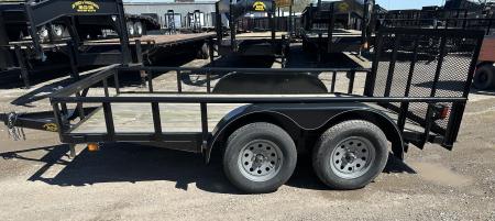 New 2025 Road Boss 83"x12' Bumper Pull w/3' Gate, Dove & Pipe Top rail Utility Trailer