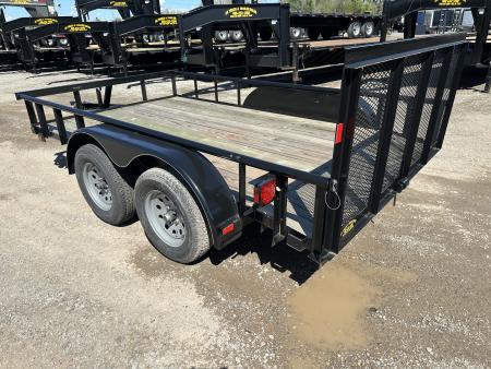New 2025 Road Boss 83"x12' Bumper Pull w/3' Gate, Dove & Pipe Top rail Utility Trailer