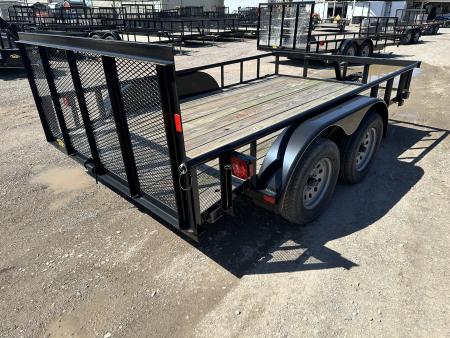 New 2025 Road Boss 83"x12' Bumper Pull w/3' Gate, Dove & Pipe Top rail Utility Trailer