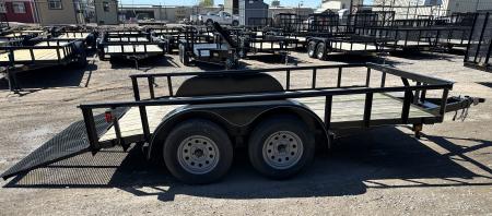 New 2025 Road Boss 83"x12' Bumper Pull w/3' Gate, Dove & Pipe Top rail Utility Trailer