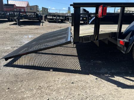 New 2025 Road Boss 83"x12' Bumper Pull w/3' Gate, Dove & Pipe Top rail Utility Trailer
