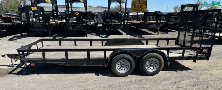 New 2025 Road Boss 83"x18' Bumper Pull w/4' Gate & 4" Frame Utility Trailer
