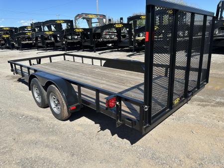 New 2025 Road Boss 83"x18' Bumper Pull w/4' Gate & 4" Frame Utility Trailer