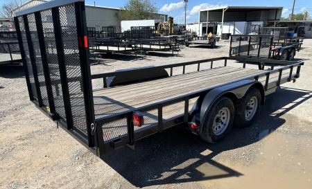 New 2025 Road Boss 83"x18' Bumper Pull w/4' Gate & 4" Frame Utility Trailer
