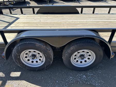 New 2025 Road Boss 83"x18' Bumper Pull w/4' Gate & 4" Frame Utility Trailer