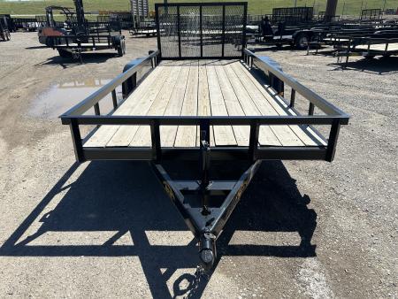 New 2025 Road Boss 83"x18' Bumper Pull w/4' Gate & 4" Frame Utility Trailer