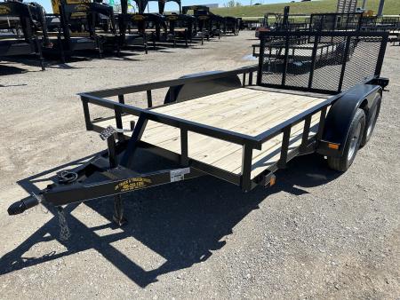 New 2025 Road Boss 77 x12' Bumper Pull w/3' Gate & Dove Tail Utility Trailer