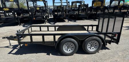 New 2025 Road Boss 77"x12' Bumper Pull w/3' Gate & Dove Tail Utility Trailer