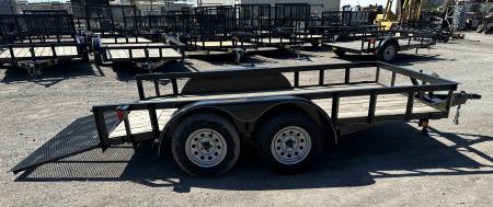 New 2025 Road Boss 77"x12' Bumper Pull w/3' Gate & Dove Tail Utility Trailer