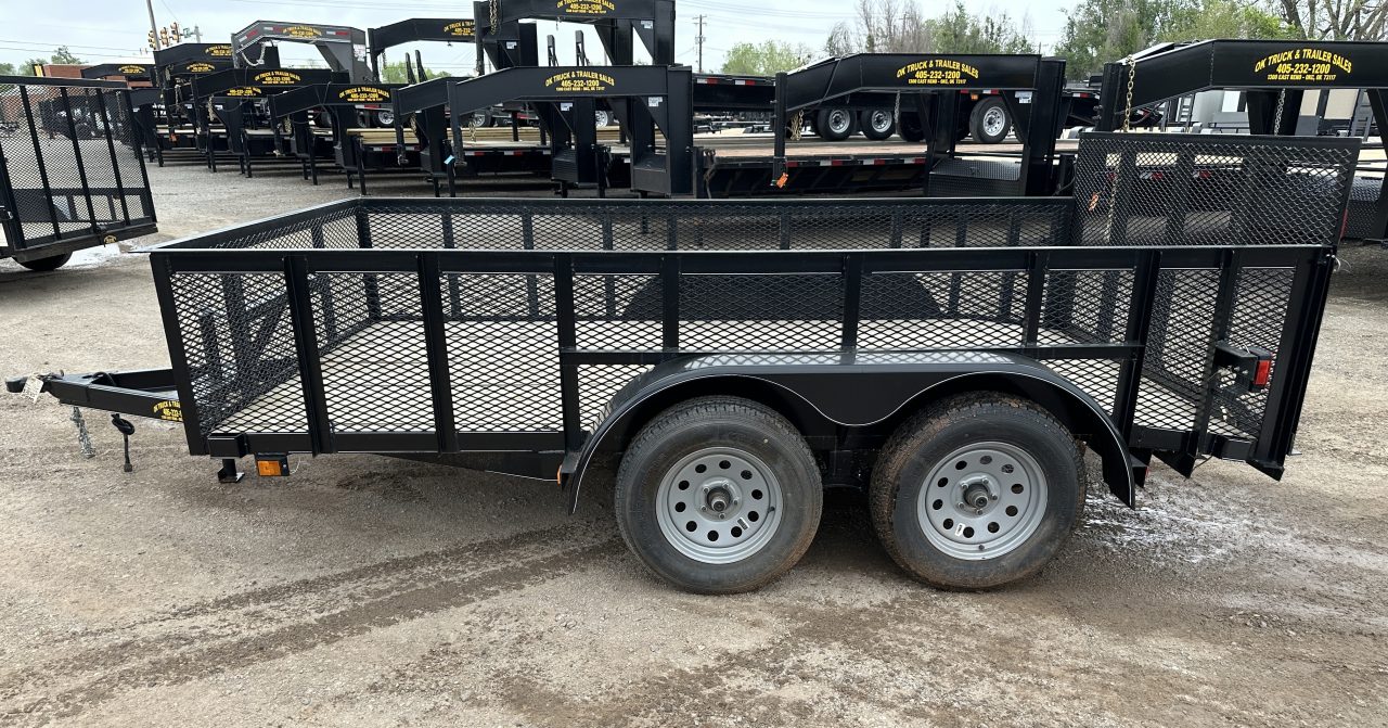 New 2025 Road Boss 83"x12' Bumper Pull w/3' Gate, Dove Tail & 2' Mesh Sides Utility Trailer