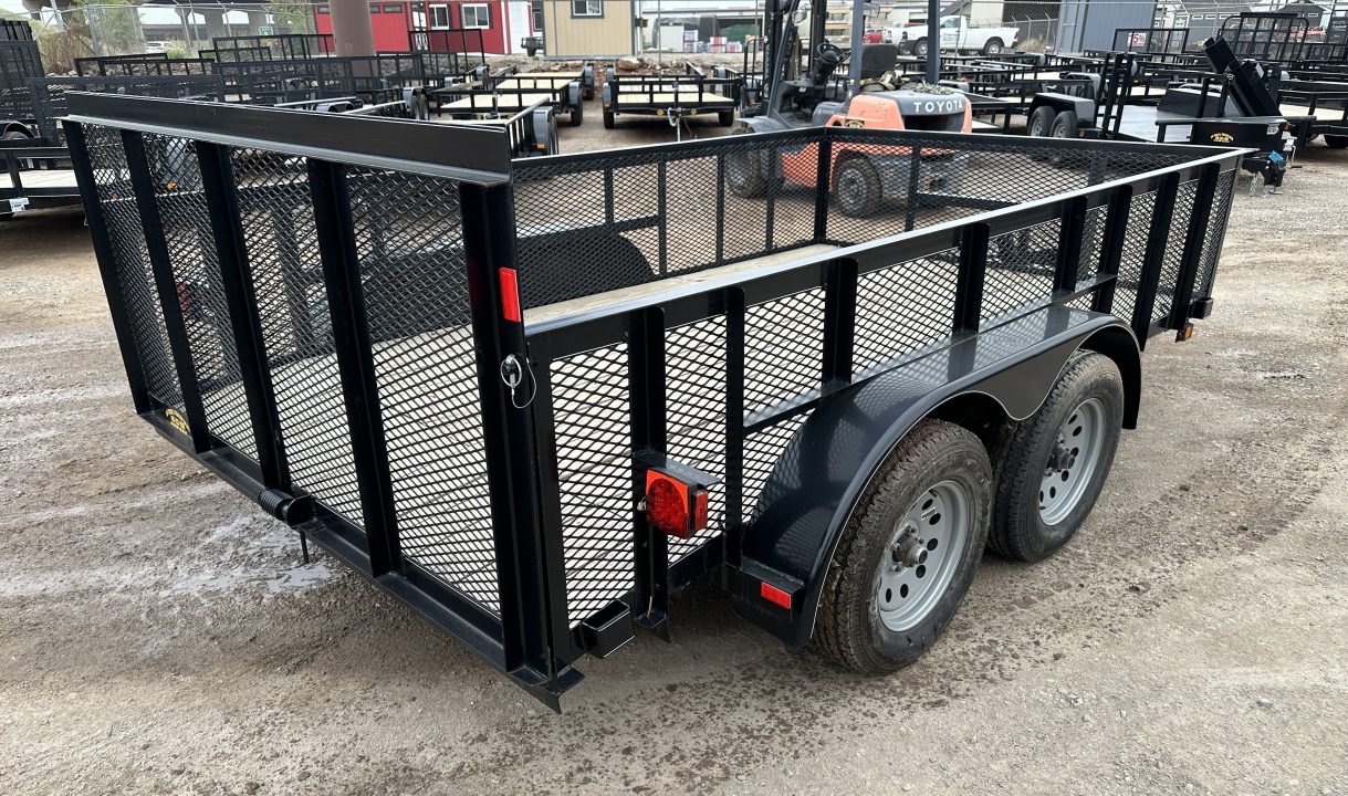 New 2025 Road Boss 83"x12' Bumper Pull w/3' Gate, Dove Tail & 2' Mesh Sides Utility Trailer