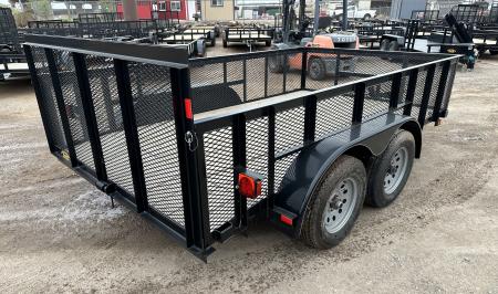 New 2025 Road Boss 83"x12' Bumper Pull w/3' Gate, Dove Tail & 2' Mesh Sides Utility Trailer